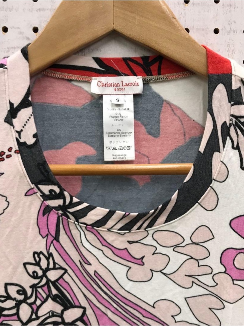 Christian Lacroix Bazar Floral Tee in Red, Pink & Gray - Picture 4 of 12